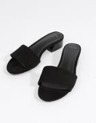 Bershka Flared Heel Mule In Black - Black
