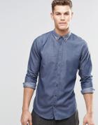 Boss Orange Shirt With Button Down In Slim Fit Navy - Navy