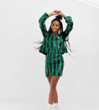 Collusion Striped Sequin Mini Skirt-multi