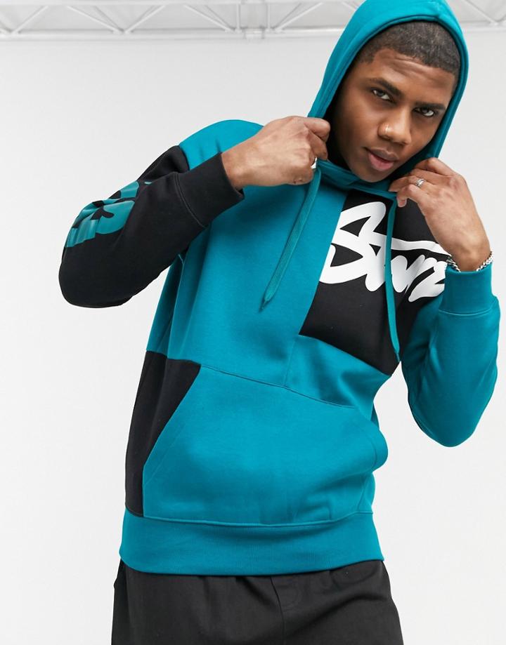 Pull & Bear Hoodie With Contrast Print In Green