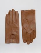 Asos Leather Driving Gloves In Tan - Tan