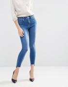 Asos Ridley Skinny Jeans In Akira Bright Wash With Stepped Hem - Blue