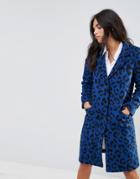 Helene Berman Wool Blend Animal Print College Coat - Blue