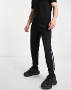 Armani Exchange Metallic Detail Sweatpants In Black & Gold