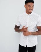Asos Design Smart Skinny Work Shirt With Ditsy Boat Print Boat Print And Mini Collar And Pocket - Yellow