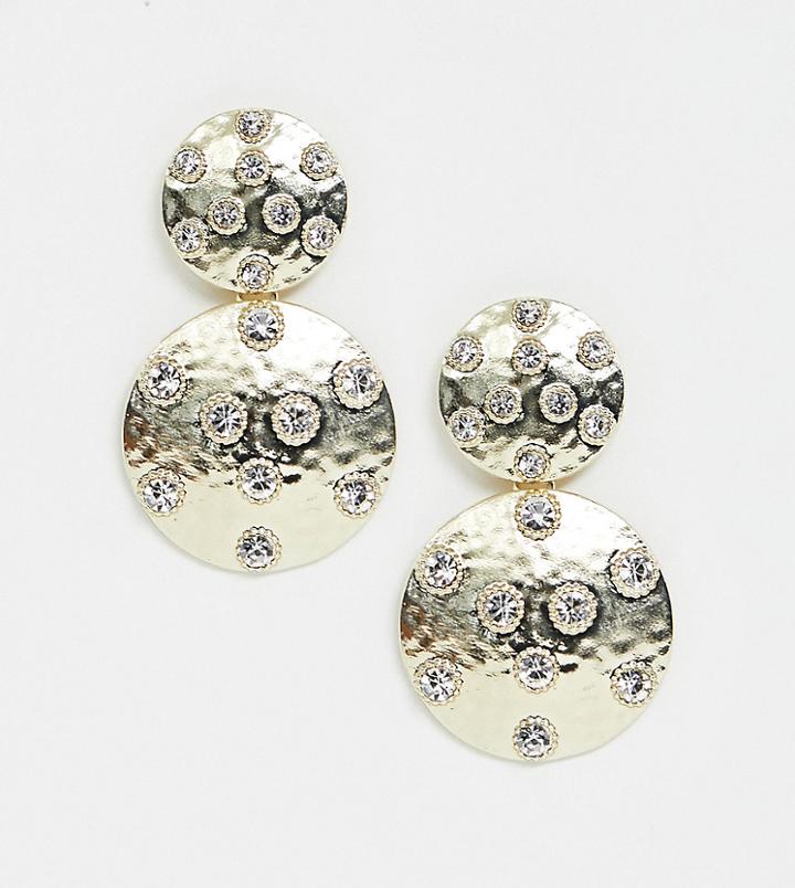 Glamorous Chunky Gold Drop Earrings With Rhinestone