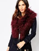 Warehouse Mongolian Scarf - Berry