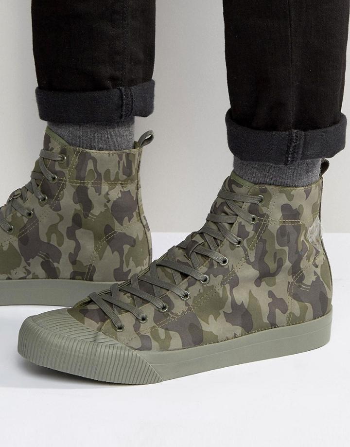 Asos Lace Up High Top Sneakers In Green Faux Suede - Green