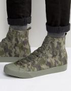 Asos Lace Up High Top Sneakers In Green Faux Suede - Green