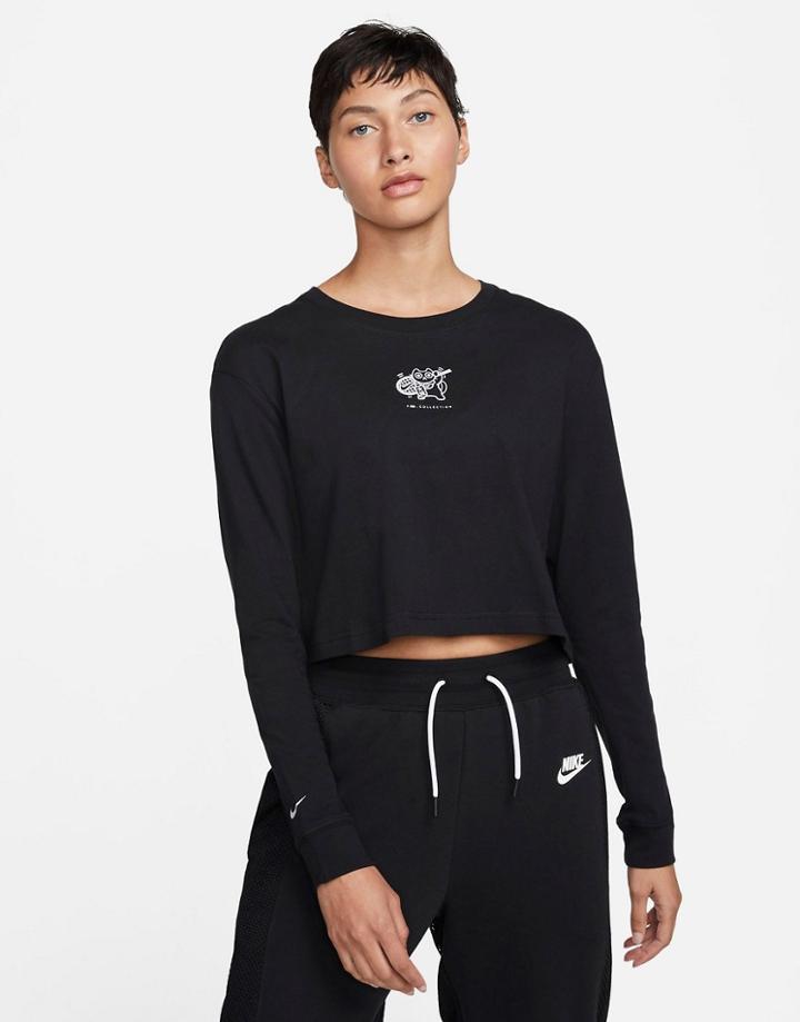 Nike X Naomi Osaka Cropped Long Sleeve T-shirt In Black