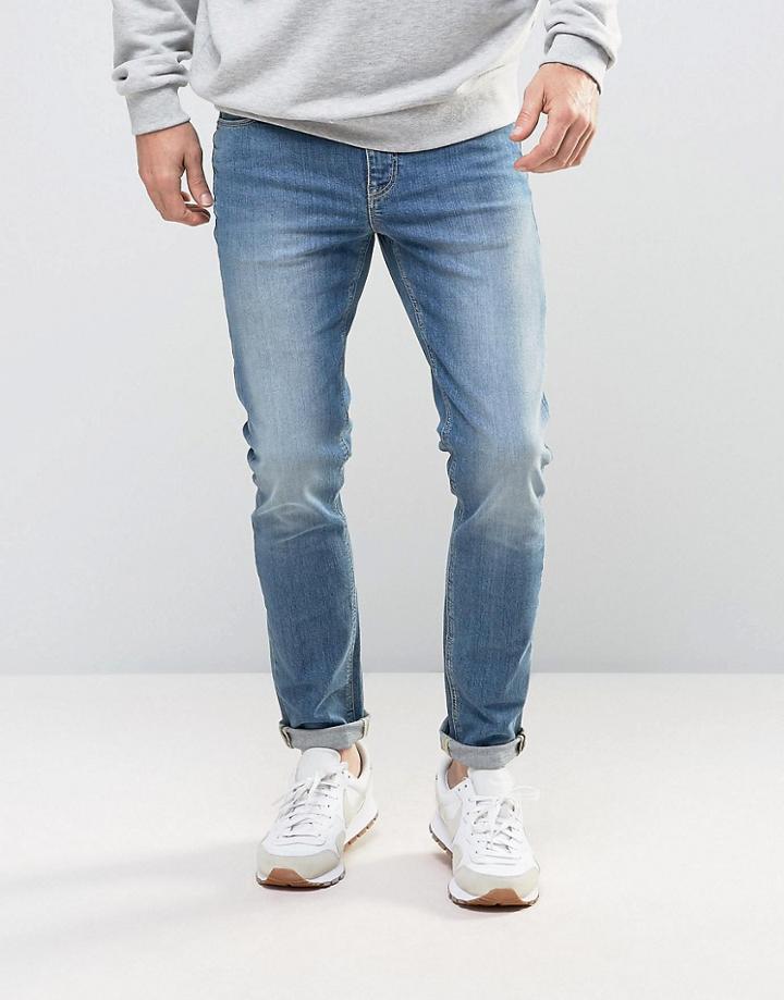 Asos Skinny Jeans In 12.5oz Light Blue - Blue