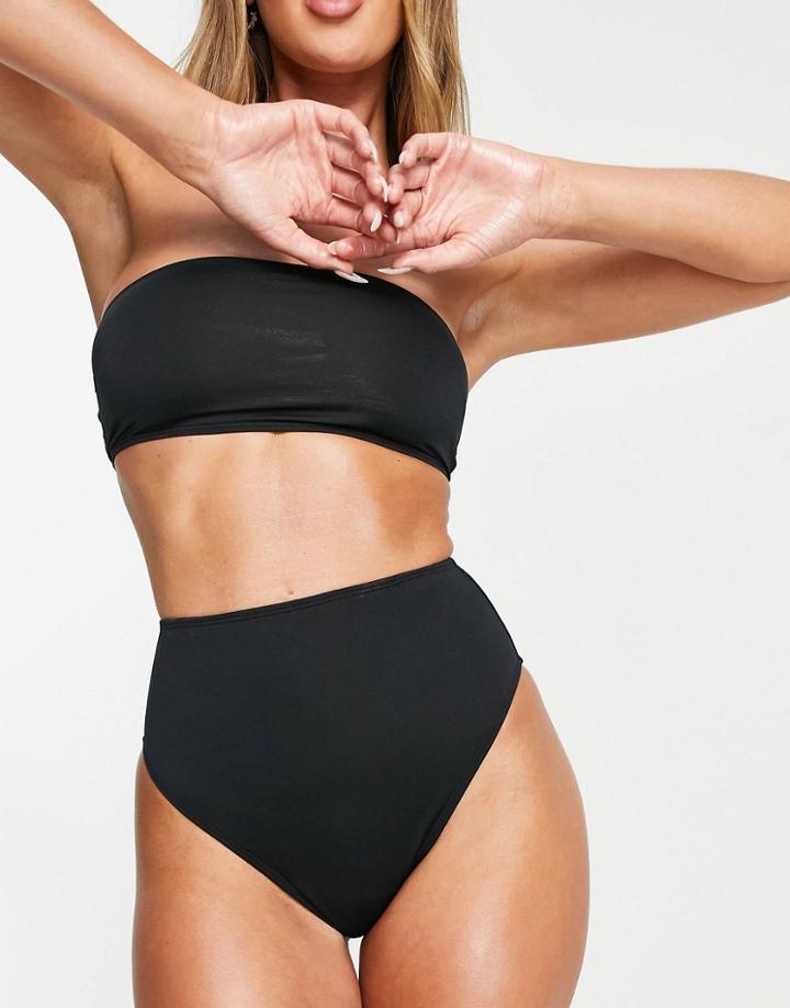 Asos Design High Leg High Waist Bikini Bottoms In Black