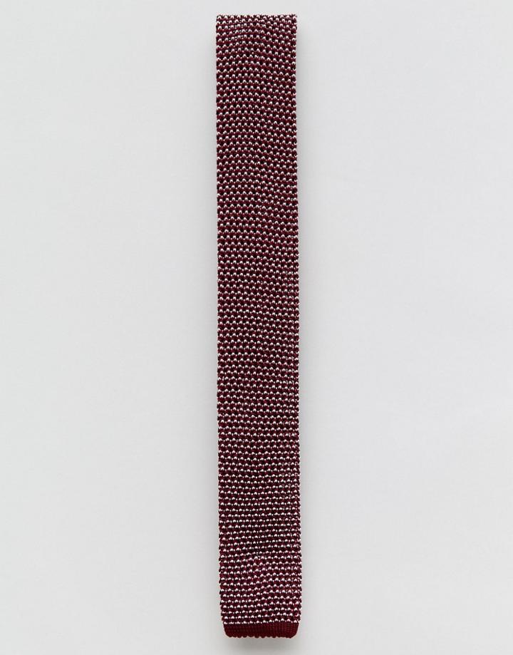 Asos Wedding Knitted Tie In Oxblood - Oxblood
