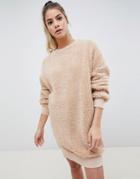 Asos Design Borg Sweater Dress - Brown