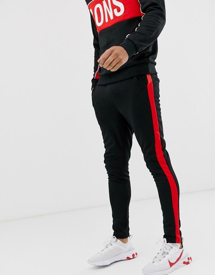 Only & Sons Side Stripe Sweat Sweatpants In Black - Black