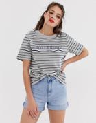 Daisy Street Oversized T-shirt In Stripe With Hollywood Graphics - Multi