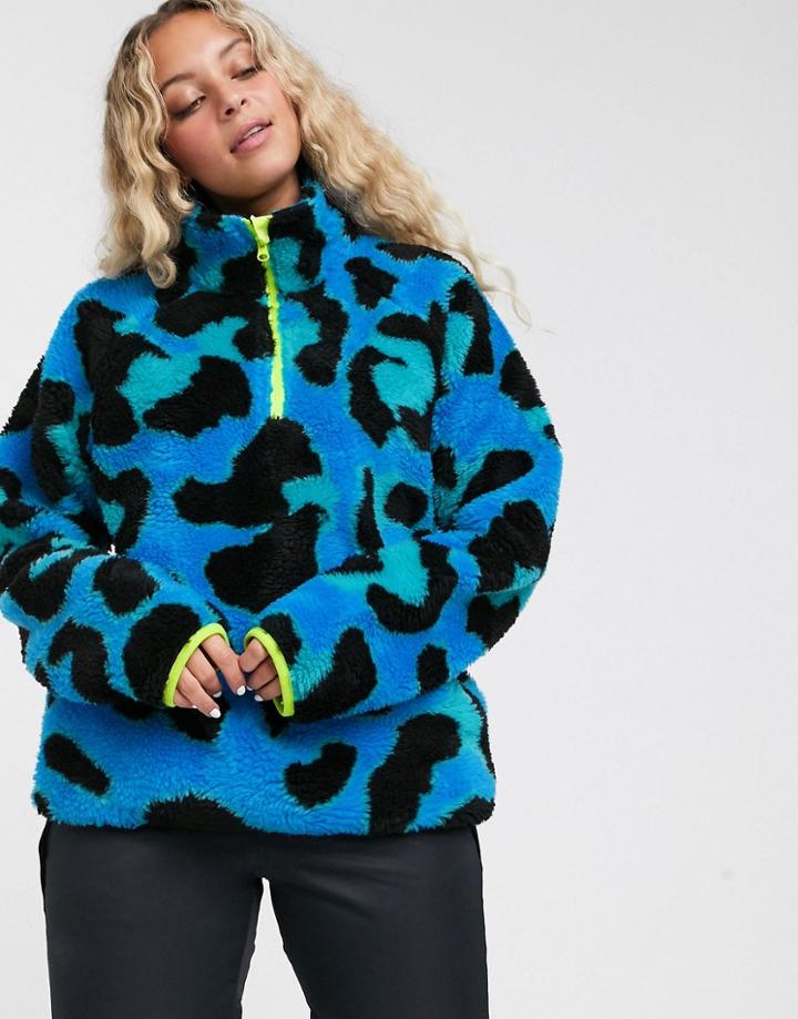 Asos 4505 Ski Polar Fleece In Blue Cheetah Print