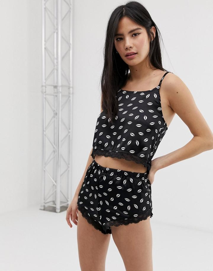 Brave Soul Lipstick Cami Short Set-black