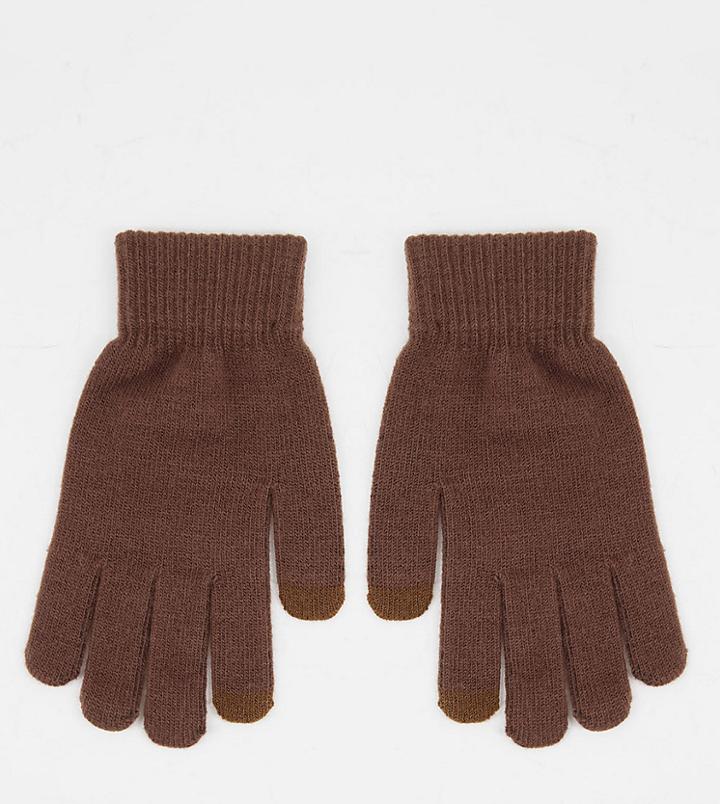 My Accessories London Touch Screen Gloves In Chocolate-brown