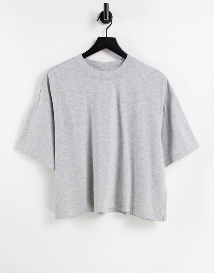 Asos Design Super Oversized T-shirt With Side Split In Gray Heather-grey