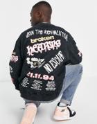 Topman Oversized Revolution Grunge Sweatshirt In Washed Black
