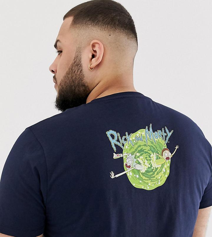 Asos Design Plus Rick And Morty T-shirt-navy