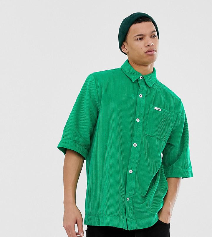 Collusion Tall Cord Boxy Shirt - Green