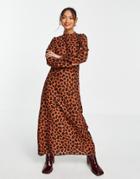Trendyol Maxi Dress In Brown Animal Print
