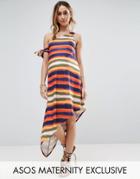 Asos Maternity Painted Stripe One Shoulder Dress - Multi