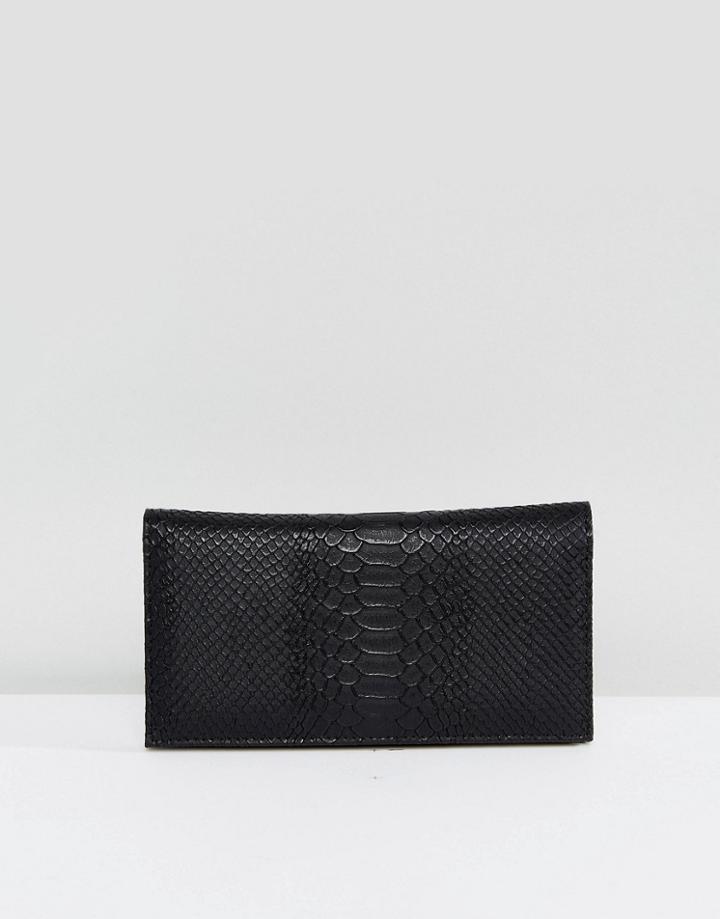 Asos Croc Effect Foldover Purse - Black