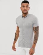 Boohooman Muscle Fit Jersey Shirt In Gray - Gray