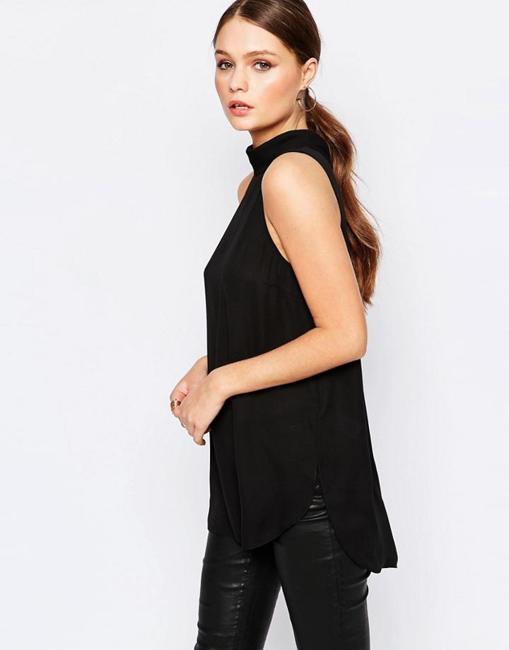 New Look Roll Neck Sleeveless Top - Black