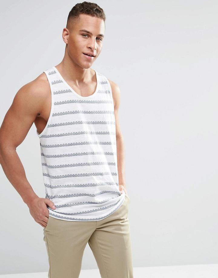 D-struct Jacquard Geo-tribal Stripe Tank - White