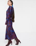 Asos White Marble Print Long Sleeve Dress-brown