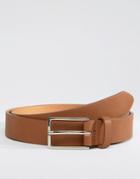 Asos Smart Slim Belt In Tan Faux Leather - Tan