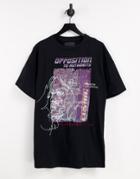 Liquor N Poker Oversized T-shirt In Black With Graphic Print