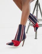 Asos Design Evy Stripe Bow Boots-multi