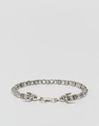 Asos Bracelet With Beads And Rams Head Fastening - Silver