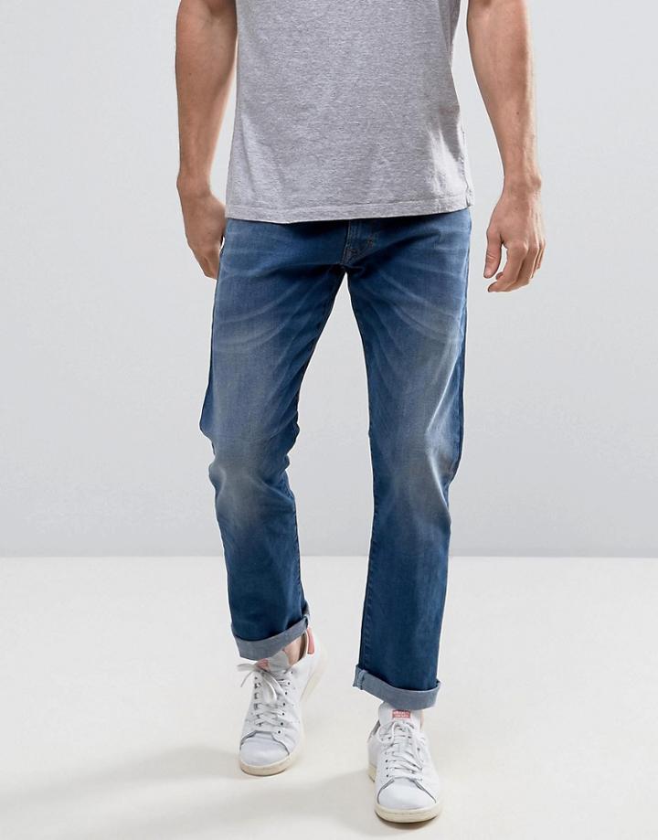 Esprit Straight Fit Jeans In Mid Wash Denim - Blue