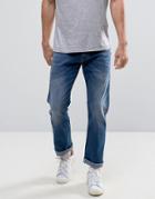 Esprit Straight Fit Jeans In Mid Wash Denim - Blue