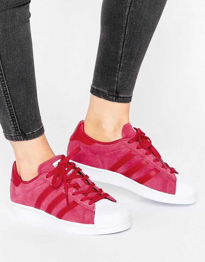 Adidas Originals Pink Suede Superstar Sneakers - Pink