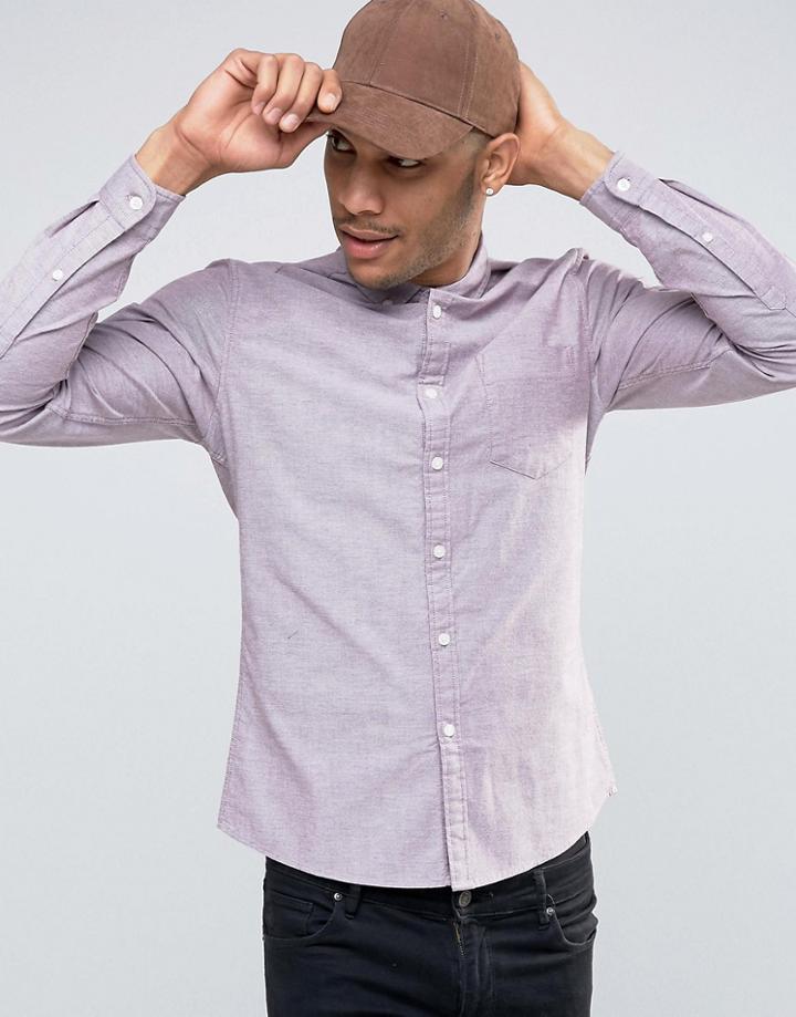 Asos Skinny Oxford Shirt In Purple - Red