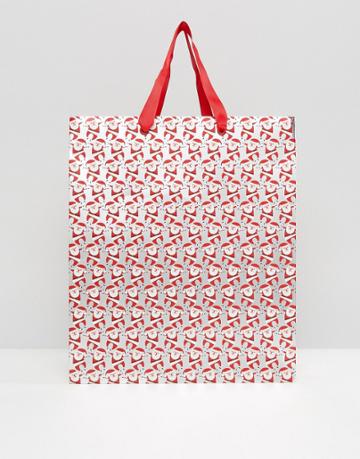 Paperchase Dancing Santa Large Holidays Gift Bag - Multi