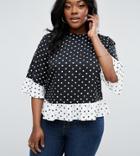Asos Curve Top In Mix And Match Mono Spot - Multi