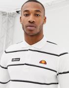 Ellesse Maffio Striped Long Sleeve Polo In White - White