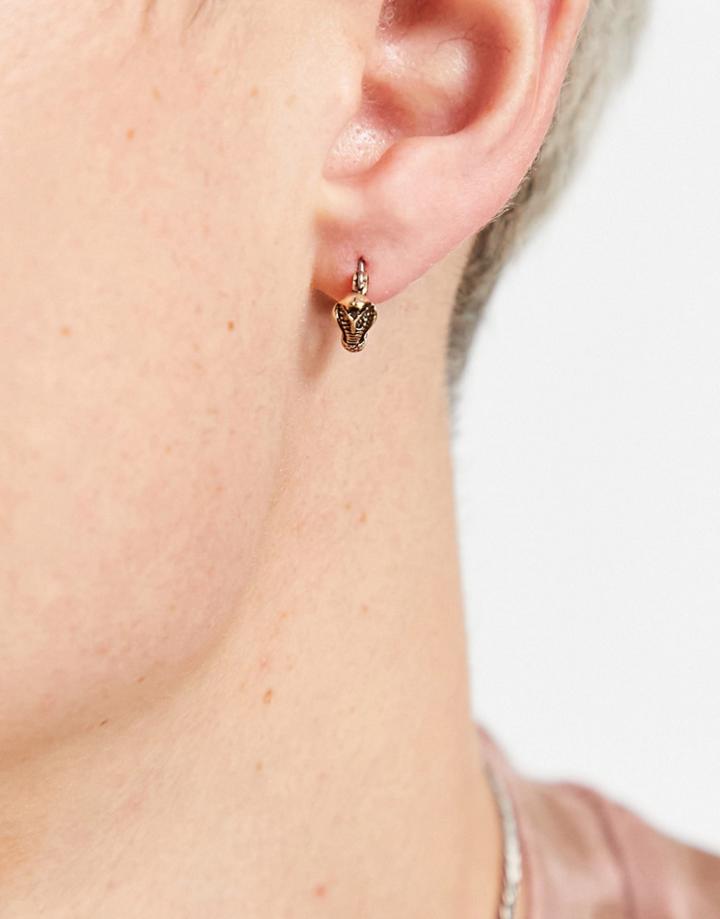 Wftw Huggie Snake Hoop Earrings In Gold