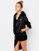 Puma Gold Collection Zip Front Hoodie In Heavy Mesh - Black