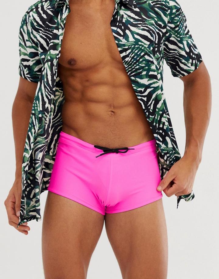 Asos Design Plus Swim Shorts In Shrimp Print In Short Length - Multi