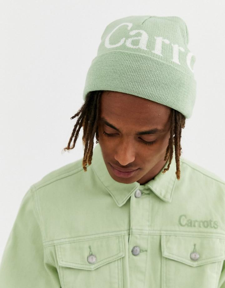 Carrots Wordmark Beanie In Sage Green