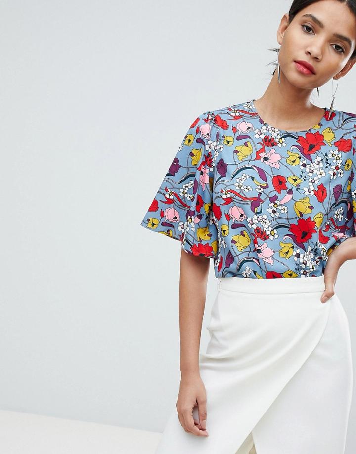 Y.a.s Bold Floral Top With Kimono Sleeve - Multi